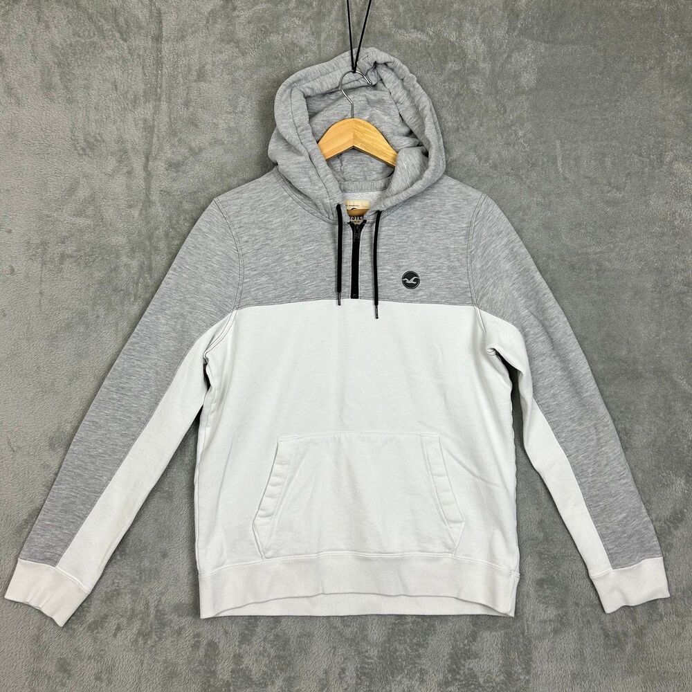 Hollister Sweater Adult Medium Grey White Casual Pullover Hoodie Sweatshirt